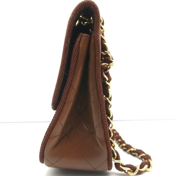 Vintage Chanel 2.55 CC Shoulder Bag Brown Rope-Trim Wavy Stitch Leather - Picture 4 of 12